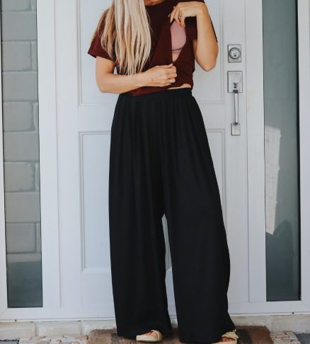 Wide Leg Ribbed Pants